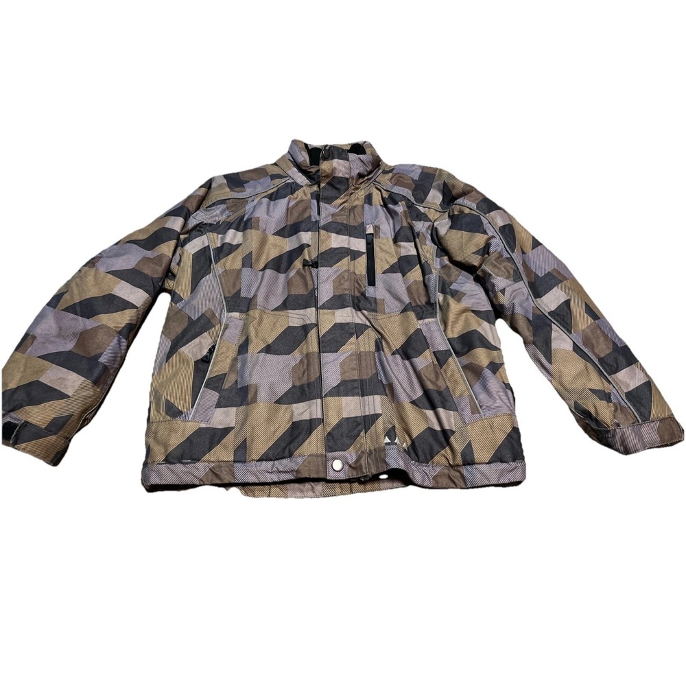 Icepeak Youth Boys Sz Large 9-10 Years 140 Brown plaid ski/winter coat pockets‎